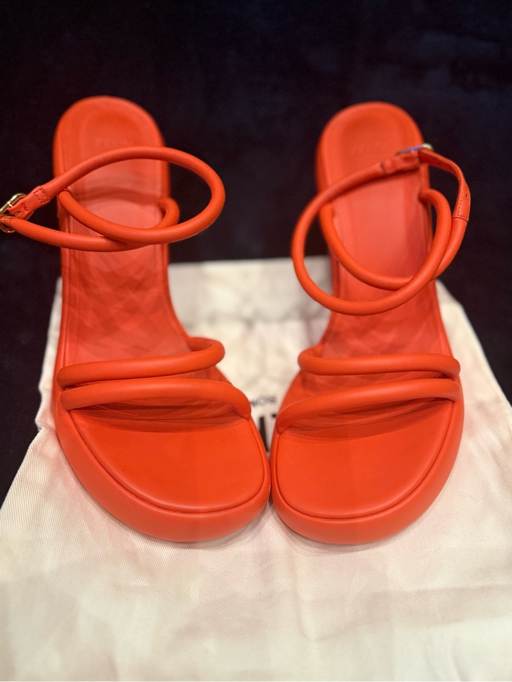 Fendi Orange Strappy High-Heel Sandals: Fendi First Strappy leather sandals